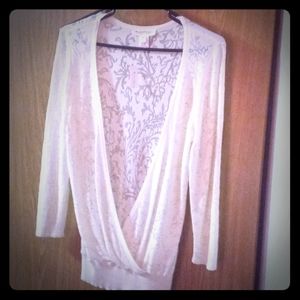 See-through sweater over shirt